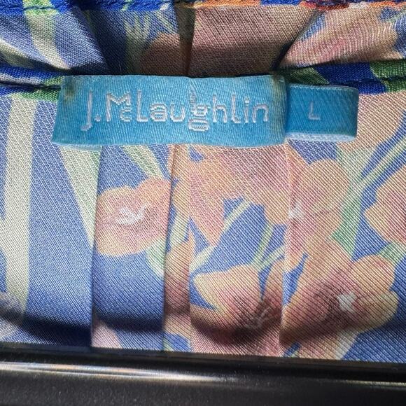 J. McLaughlin Lille Silk Tiered Midi Dress Madeira Flora Blue Size Large NWOT - Picture 6 of 10